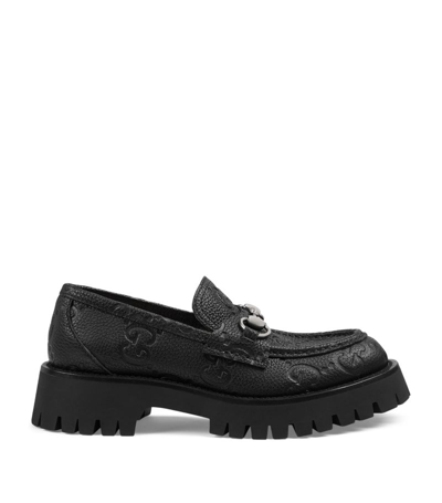 Gucci Gg Logo-debossed Leather Lug Loafers In Nero