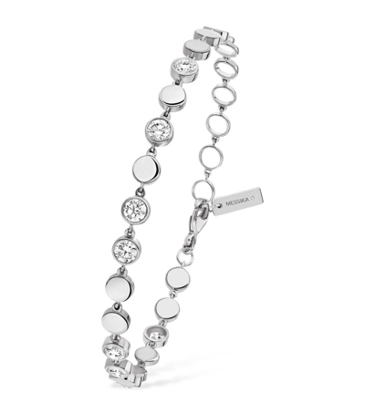 Messika White Gold And Diamond D-vibes Bracelet In Silver
