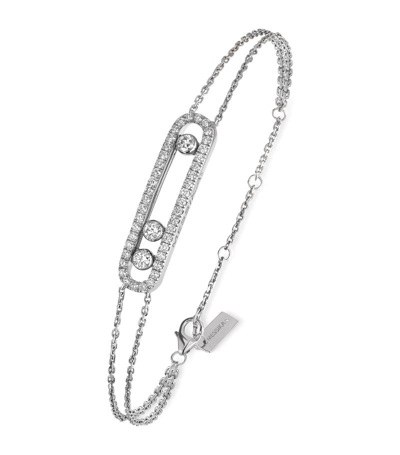 Messika White Gold And Diamond Move Classique Pavé Bracelet In Silver
