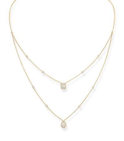 Messika Yellow Gold And Diamond My Twin Layered Necklace