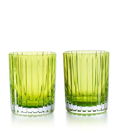 Baccarat Set Of 2 Large Harmonie Moss Tumblers