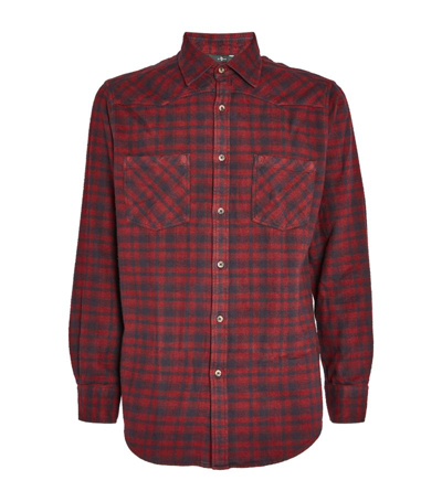 7 For All Mankind Cotton Western Check Shirt In Multi
