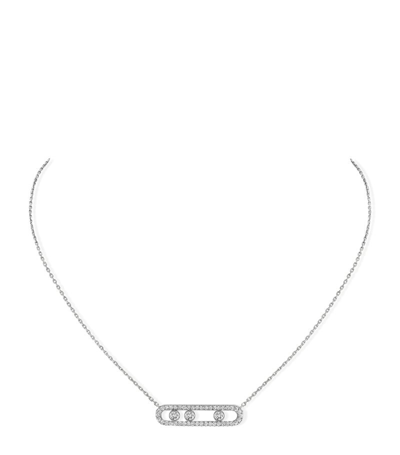Messika White Gold And Diamond Move Classique Pavé Necklace In Silver