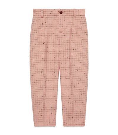 Gucci Kids' Check-intarsia Wool Trousers In Pink