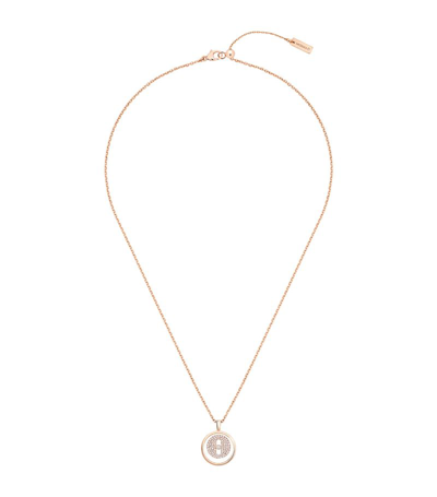 Messika Rose Gold And Diamond Lucky Move Necklace In Pink Gold