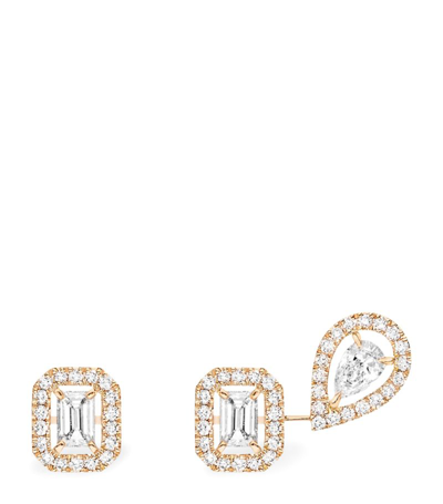 Messika Pink Gold And Diamond My Twin 1+2 Earrings In Rose Gold