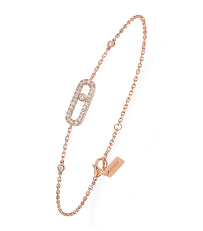Messika Pink Gold And Diamond Move Uno Bracelet In Rose Gold