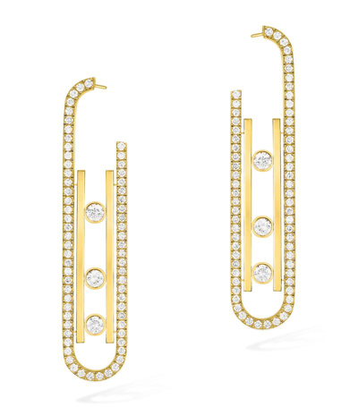Messika Move 10th 18k Yellow Gold Pave Earrings