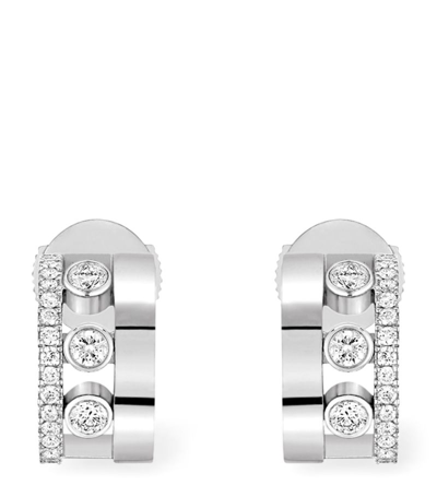 Messika White Gold And Diamond Move Romane Hoop Earrings In Silver