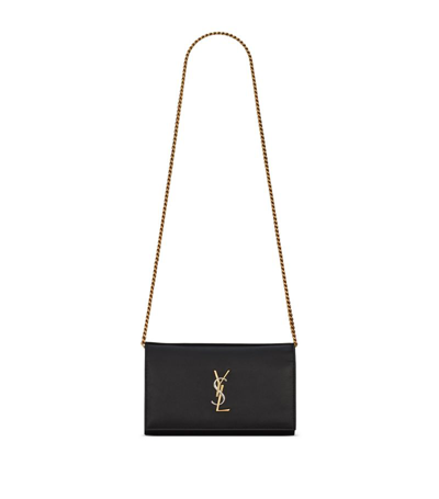 Saint Laurent Leather Monogramme Wallet-on-chain In Black