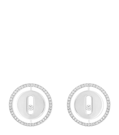 Messika White Gold And Diamond Lucky Move Earrings In Silver