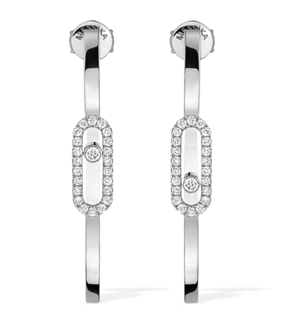 Messika White Gold And Diamond Move Uno Earrings In Silver