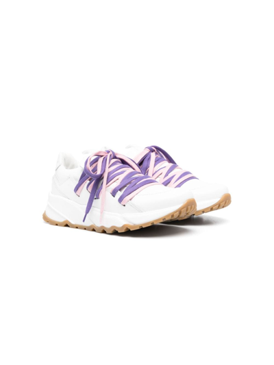 Missoni Kids' Lace-up Leather Trainers In White