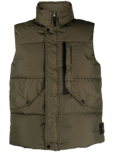 Stone Island Quilted Down Gilet In Green