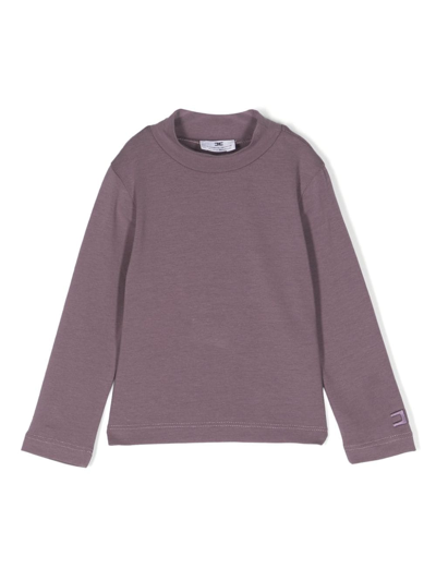 Elisabetta Franchi La Mia Bambina Babies' Logo-embroidered Cotton Sweatshirt In Purple