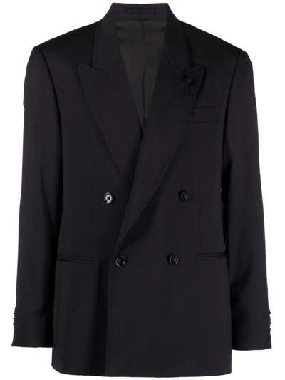 Lardini 珐琅细节单排扣西装夹克 In Blue