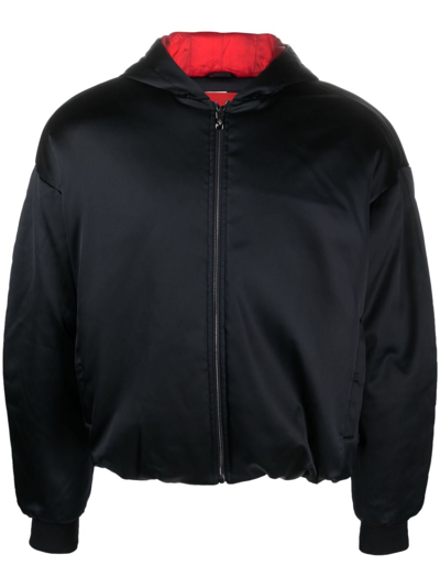 Ferrari Bomber In Eco-satin With Contrast Taping Jacket In Black