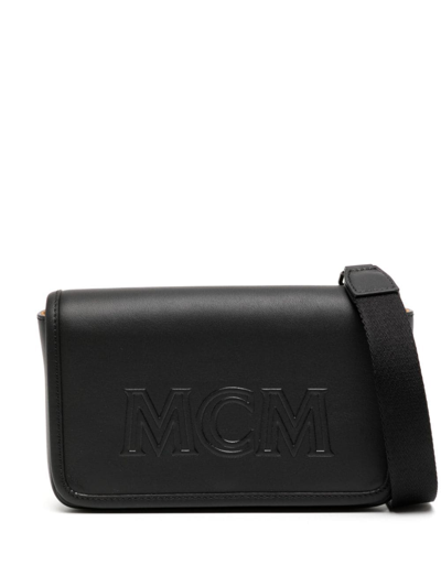 Mcm Mini Aren Leather Messenger Bag In Black