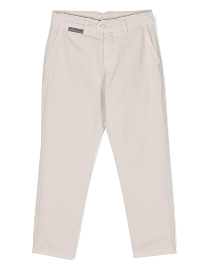 Eleventy Kids' Straight-leg Cotton Trousers In Neutrals