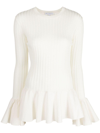 JW ANDERSON RUFFLE-DETAILING RIBBED-KNIT JUMPER