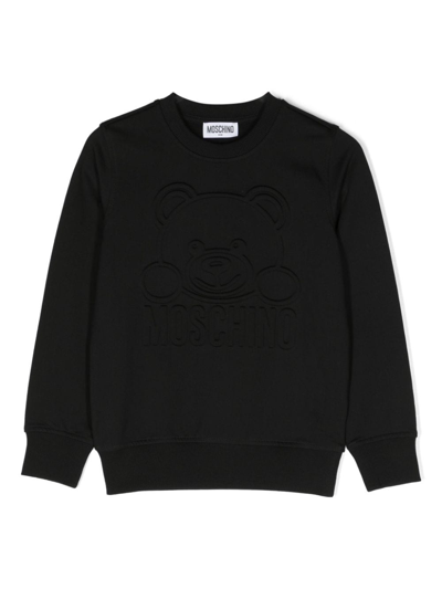 Moschino Kids' Logo-embossed Cotton Sweatshirt In Black