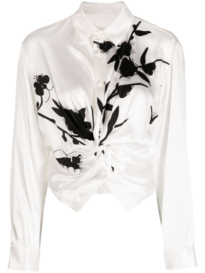 Jnby Graphic-print Silk Shirt In White