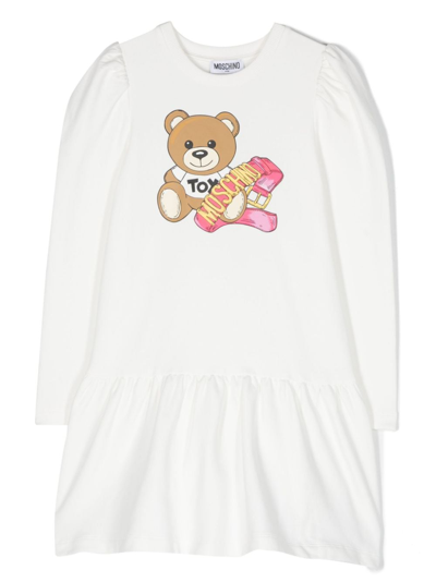 Moschino Kids' Teddy Bear-motif Minidress In Neutrals