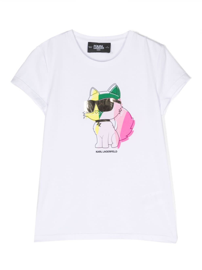 Karl Lagerfeld Kids' Choupette Logo-print T-shirt In White