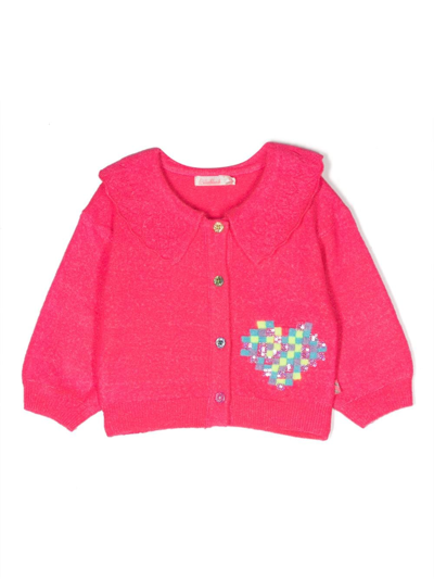 Billieblush Babies' Heart-motif Knitted Cardigan In Pink