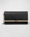 Michael Michael Kors Large East-west Leather Clutch Bag In Black