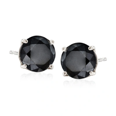 Ross-simons Black Diamond Stud Earrings In Sterling Silver In Grey