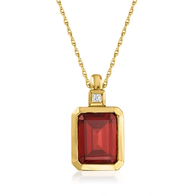 Ross-simons Garnet Pendant Necklace With Diamond Accent In 14kt Yellow Gold In Multi