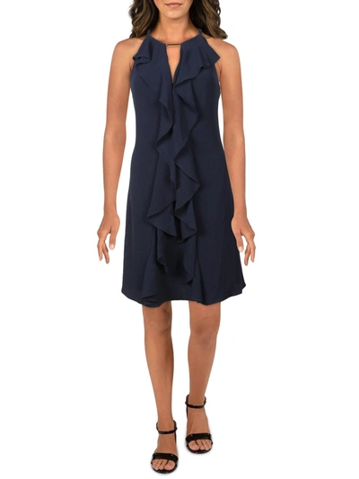 Kensie Dresses Womens Keyhole Midi Fit & Flare Dress In Blue