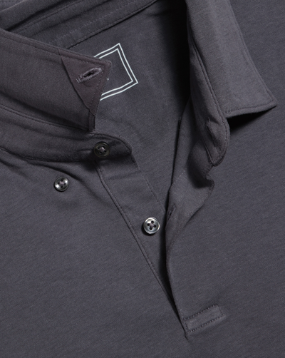 Charles Tyrwhitt Men's  Long Sleeve Combed Polo Shirt In Grey
