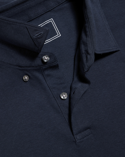 Charles Tyrwhitt Men's  Combed Long Sleeve Polo Shirt In Blue