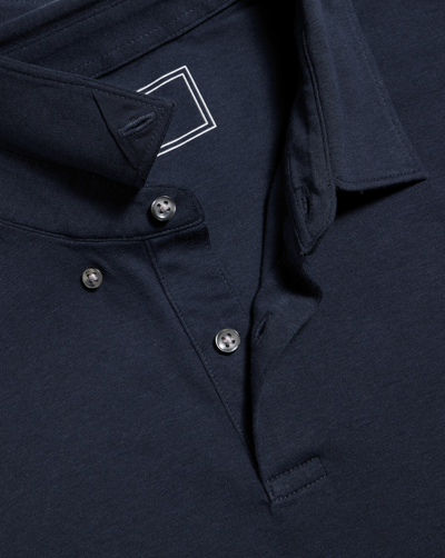 Charles Tyrwhitt Men's  Long Sleeve Combed Polo Shirt In Blue
