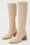 Billini Holden Biscuit Beige Pointed-toe Knee-high High Heel Boots In Beige