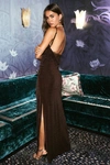 Lulus Complete Catch Brown Backless Lace Ruched Maxi Dress In Brown