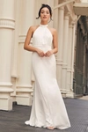 Lulus Eternity Together White Satin Halter Mermaid Maxi Dress In White