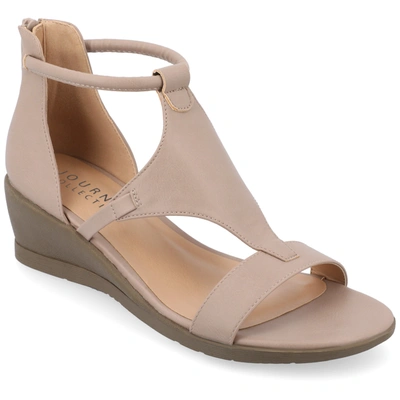 Journee Collection Collection Women's Wide Width Trayle Sandal Wedge In Brown