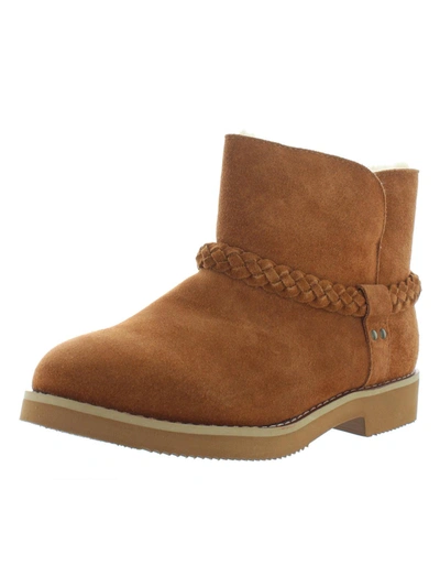 Style & Co Kaii Womens Suede Faux Fur Lined Booties In Brown