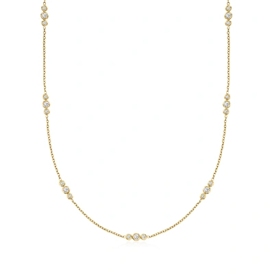 Ross-simons Diamond Trio-station Necklace In 14kt Yellow Gold