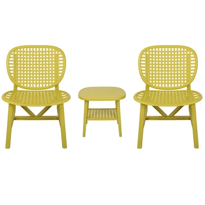 Simplie Fun 3 Pieces Hollow Design Retro Patio Table Chair Set All Weather Conversation Bistro Set Outdoor Table In Green