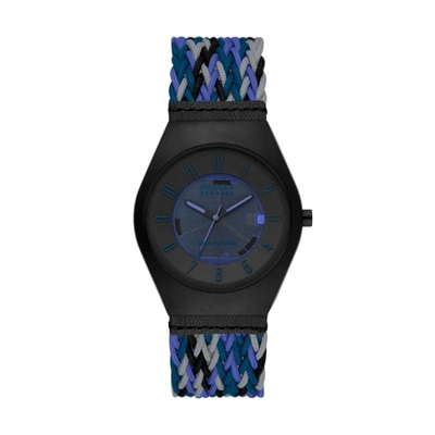 Skagen Men's Grenen Samso Series Solar-powered Multicolor Polyethylene Terephthalate Watch, 37mm In Black / Blue