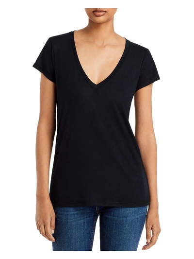 Alternative Womens V Neck Knit T-shirt In Black