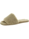 Array Womens Faux Fur Slip On Slipper Shoes In Gold