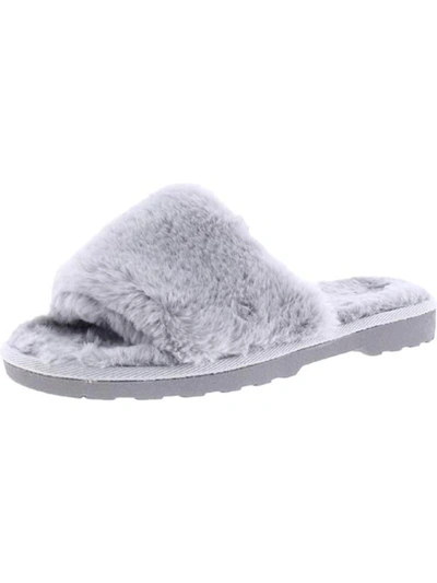 Array Womens Faux Fur Slip On Slipper Shoes In Silver