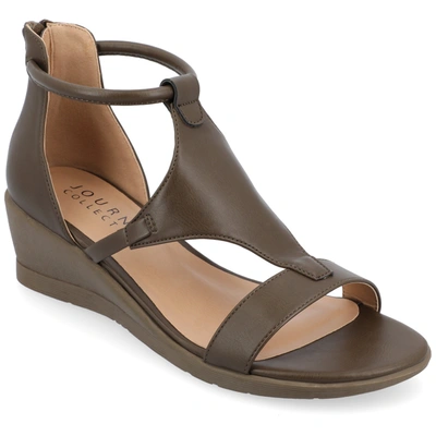 Journee Collection Collection Women's Wide Width Trayle Sandal Wedge In Brown