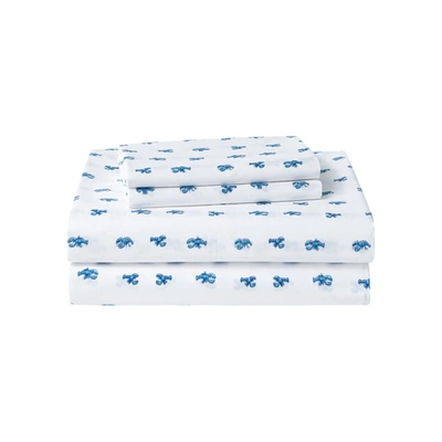 Nautica Cloyster Cotton Percale 4-piece Sheet Set, Queen Bedding In Blue River