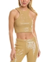 Retroféte Audra Sequined Racerback Cropped Tank Top In Brown